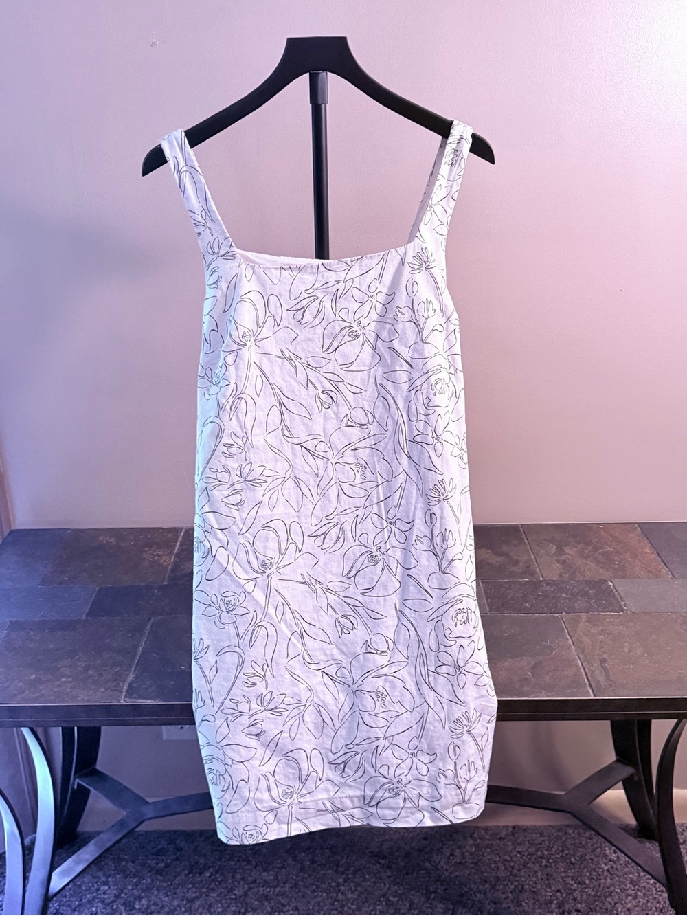 a new day White Floral-Print Linen-Feel Mini Dress w/ Pockets